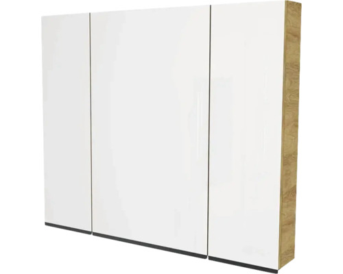 Zrcadlová skříňka bez osvětlení Devo Viva 2.0 100 x 15 x 85 cm natural hickory Třídílná koupelnová skříňka s bílými čely a dřevěnými boky