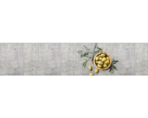 Obkladový panel do kuchyně mySpotti Profix beton a olivy 270 x 60 cm PX-27060-1506-HB