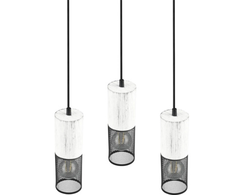 Závěsné svítidlo se třemi žárovkami z dřeva a kovu