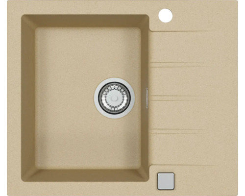 Béžový kompozitní kuchyňský dřez s odkapávací plochou
