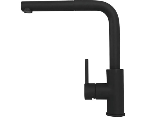Černá kuchyňská baterie s otočným výtokem
