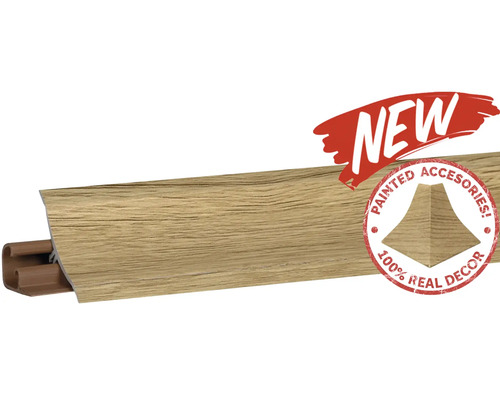 Těsnící PVC lišta LB 23 3000 x 23 x 23 mm Dub Bardolino Podlahová lišta s dřevěnou strukturou a klipovým upevněním