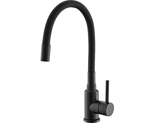 Černá kuchyňská baterie s flexibilním výtokem