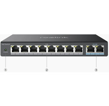 Reolink PoE switch s osmi porty a dvěma uplink připojeními