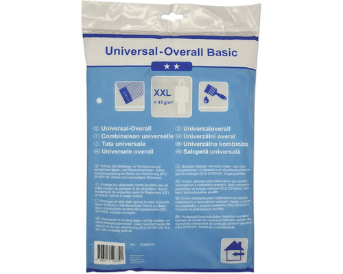 Jednorázový ochranný oblek, malířská kombinéza s kapucí bílá velikost XXL 45 g Balení univerzálního overalu Basic velikosti XXL