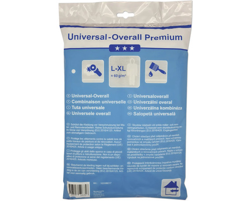 Jednorázový ochranný oblek, malířská kombinéza s kapucí bílá velikost L-XL 60 g Univerzální overal Premium velikosti L až XL