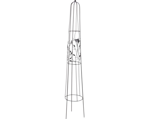 Opora na popínavé rostliny obelisk Lafiora pták Ø26 x 150 cm kovová černá