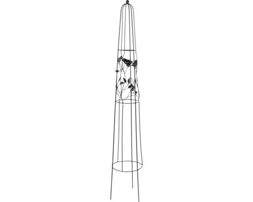 Opora na popínavé rostliny obelisk Lafiora pták Ø22 x 120 cm kovová černá