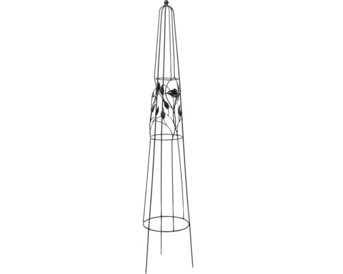 Opora na popínavé rostliny obelisk Lafiora pták Ø18 x 90 cm kovová černá