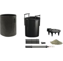 Kompletní sada pro květináče s vnitřní nádobou, vnější nádobou, zemním substrátem, ukazatelem hladiny vody a příslušenstvím