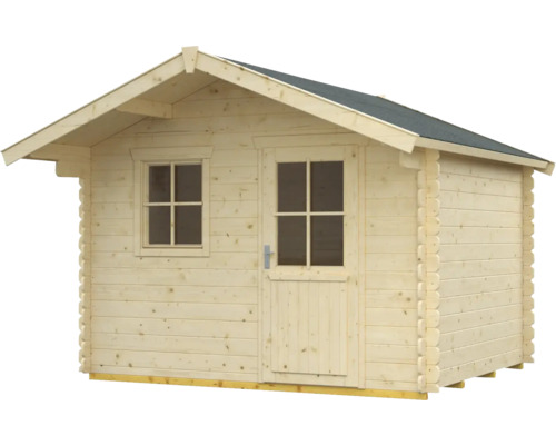 Dřevěný zahradní domek s oknem a dveřmi