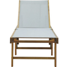 Zahradní lehátko textilní s dřevěnou konstrukcí GARDEN PLACE Linda 195 × 63 × 40 cm s kolečky a výsuvným stolečkem