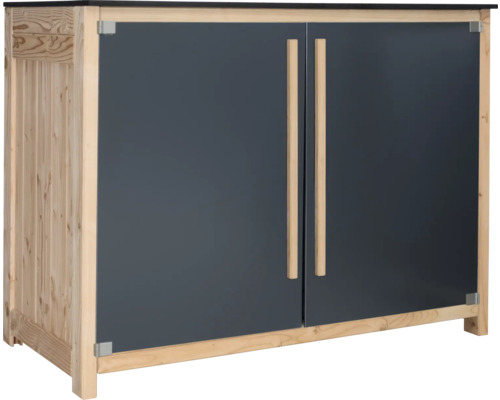 Venkovní kuchyně Konsta 603 skříňka nízká 120 x 58 x 92 cm dvoukřídlé dveře douglaska HPL antracit