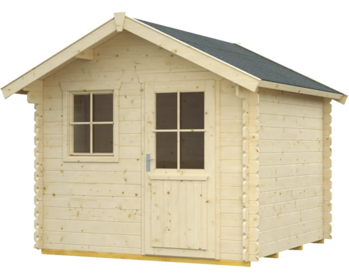 Dřevěný zahradní domek s oknem a dveřmi