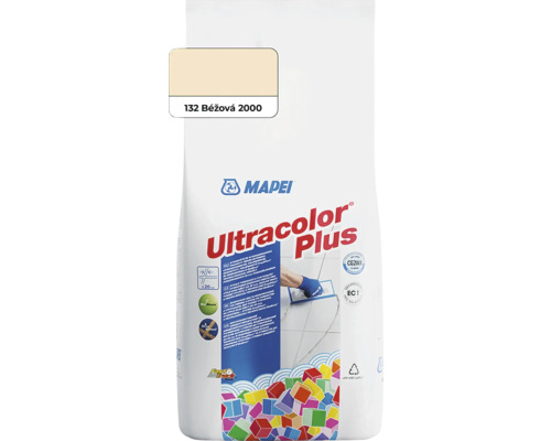 Spárovací hmota Mapei Ultracolor Plus 132 béžová, 2 kg Balení spárovací hmoty Mapei Ultracolor Plus se vzorkem barvy 132 béžová 2000