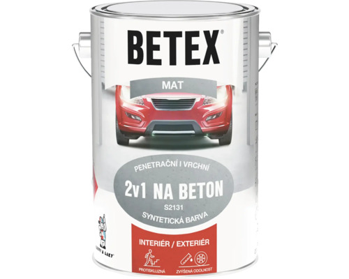 Barva na beton Betex 2V1 S2131 5 kg 0840 červenohnědý Betex 2v1 barva na beton pro interiéry i exteriéry, matná