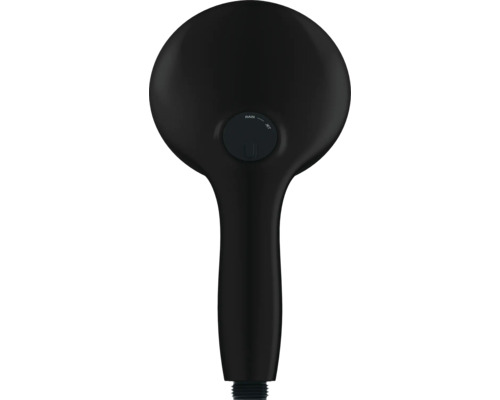 Černá sprchová hlavice s přepínací funkcí mezi režimem deště a proudu