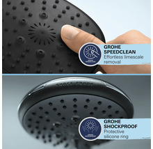 Sprchová hlavice Grohe s funkcí Speedclean pro snadné odstranění vodního kamene a ochranný kroužek Shockproof