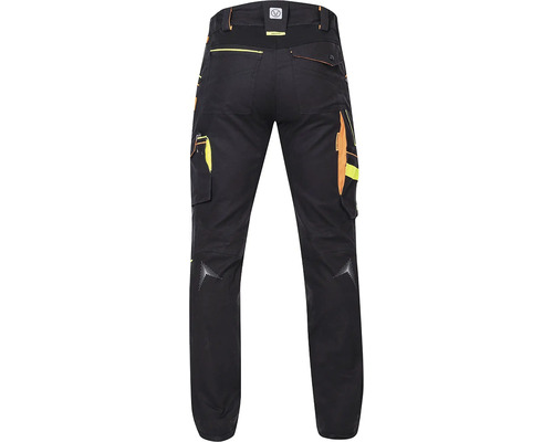 Černé pracovní kalhoty s kapsami a reflexními pruhy