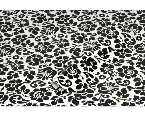 Role tapety s černým květinovým vzorem