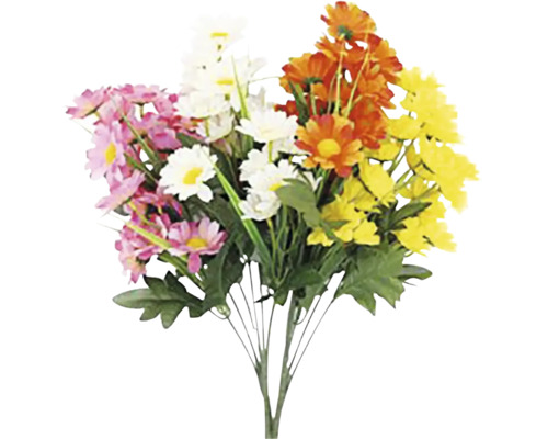 Umělá kytice s kopretinami v různých barvách