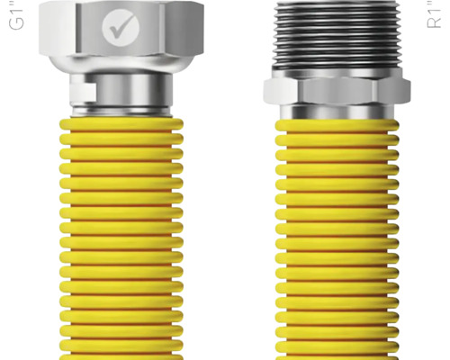 Plynová svařovaná hadice Marabell Gas Flexi G1"-R1" 75 - 150 cm, 1 kus žlutá