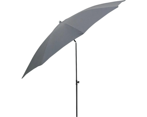Šedý slunečník s černým stojanem