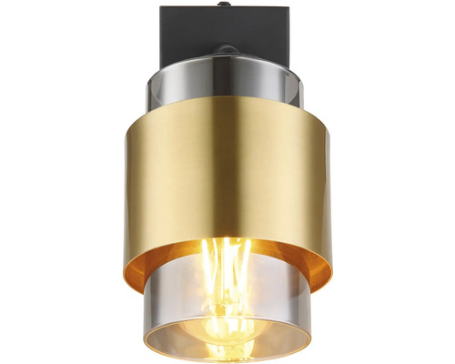 Nástěnné svítidlo s kovovým stínidlem a skleněnými prvky