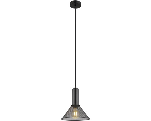 Závěsná lampa s kovovým sítkem a žárovkou