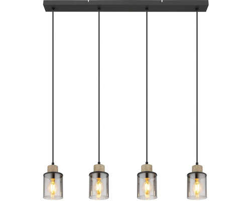 Čtyřplamenné závěsné svítidlo se skleněnými tělesy