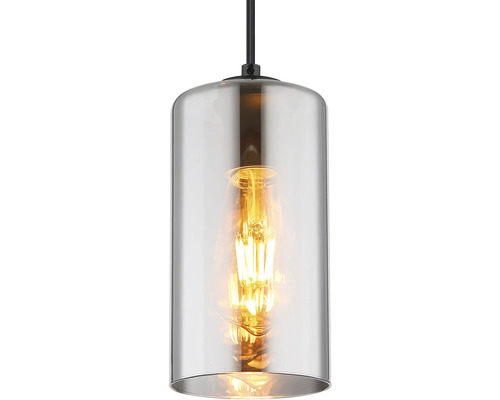 Jednotlivé závěsné svítidlo s válcovým skleněným stínidlem a žárovkou