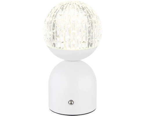 Bílá LED stolní lampa s kulovitým stínidlem