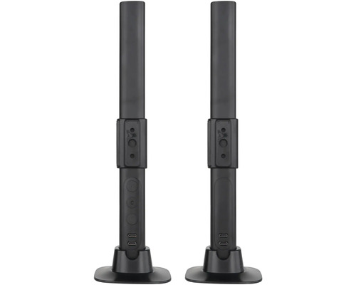 Dva černé mikrofonní stojany