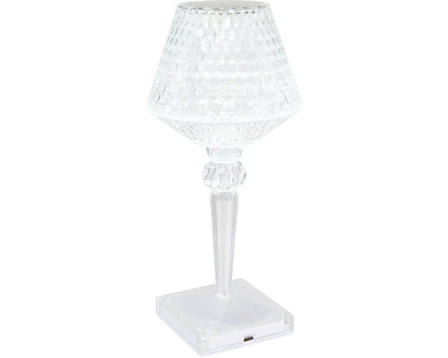 Dekorativní stolní lampa z průhledného plastu