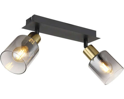 Stropní svítidlo se dvěma reflektory a skleněnými stínidly