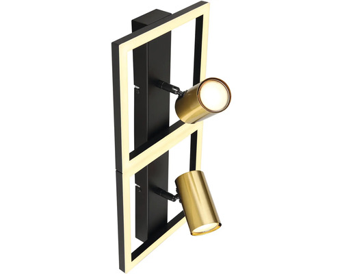 Nástěnné svítidlo se dvěma bodovými světly a čtvercovým rámem