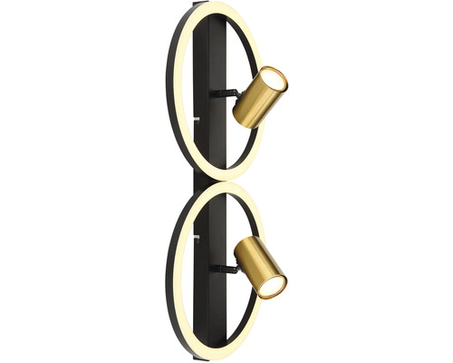 Nástěnné svítidlo se dvěma kruhy a dvěma bodovými světly