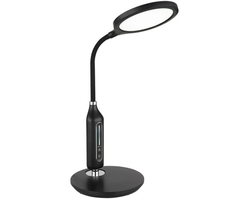 Černá LED stolní lampa s kulatou hlavou a flexibilním krkem