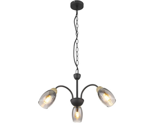 Stropní svítidlo se třemi rameny a skleněnými stínidly