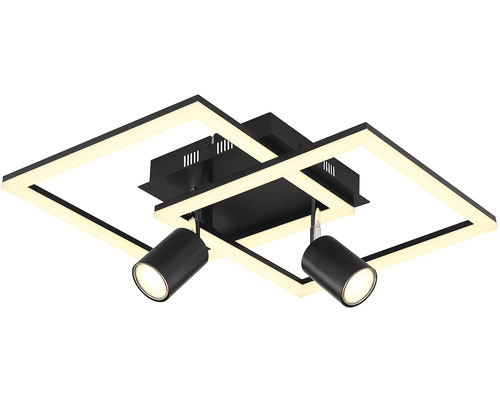Černé LED stropní svítidlo se dvěma reflektory a čtvercovým designem