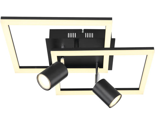Stropní svítidlo se dvěma bodovými světly a čtvercovým LED rámem