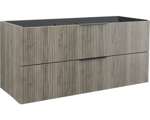 Koupelnová skříňka pod umyvadlo Jungborn QUATTRO ořech 120 x 55 x 46 cm 55706 Skříňka pod umyvadlo se dvěma zásuvkami a rýhovaným vzhledem dřeva