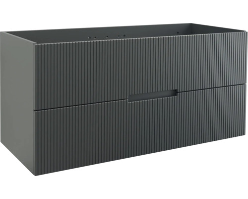 Koupelnová skříňka pod umyvadlo Jungborn SEDICI černá 120 x 57 x 50 cm 55743 Skříňka pod umyvadlo se dvěma zásuvkami a rýhovaným povrchem