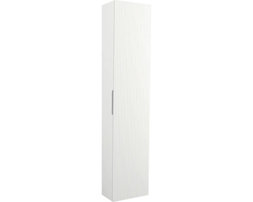 Koupelnová skříňka vysoká Jungborn QUATTRO/SEDICI bílá 35 x 160 x 20 cm 55711 Bílá koupelnová vysoká skříňka s vertikálně rýhovanými dveřmi a madlem
