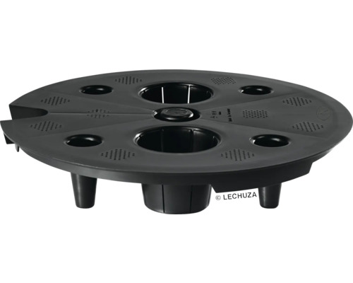 Černý nástavec na květináč s bylinkami s několika otvory pro rostliny