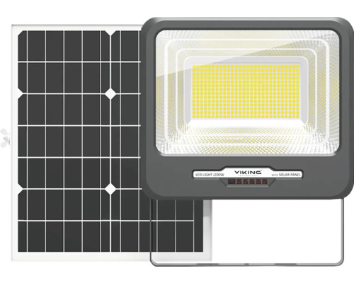 LED solární reflektor Viking J200W IP65 200W 28000lm 6500K + solární panel 34W - set