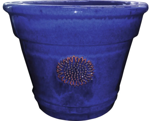 Květináč keramický Lafiora slunečnice Ø36 x 29 cm modrý
