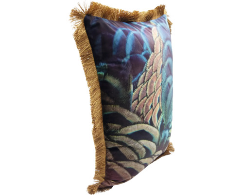 Dekorační polštář se vzorem peří a třásněmi