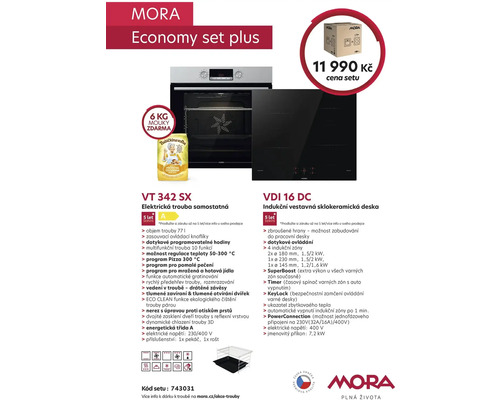 Mora Economy Set Plus s elektrickou troubou a indukční varnou deskou