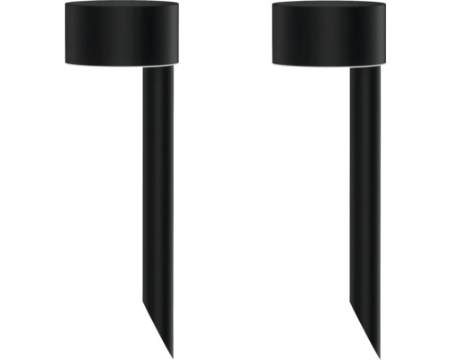 Dva černé zahradní reflektory se zemním hrotem